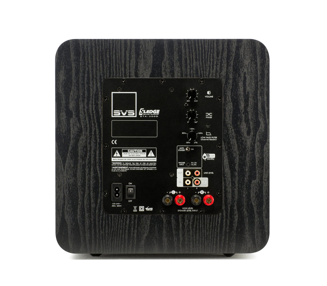 rückseite back anschlüsse svs sb 1000 subwoofer dsp 12" inch zoll kompakt geschlossen holz schwarz heimkino cinema